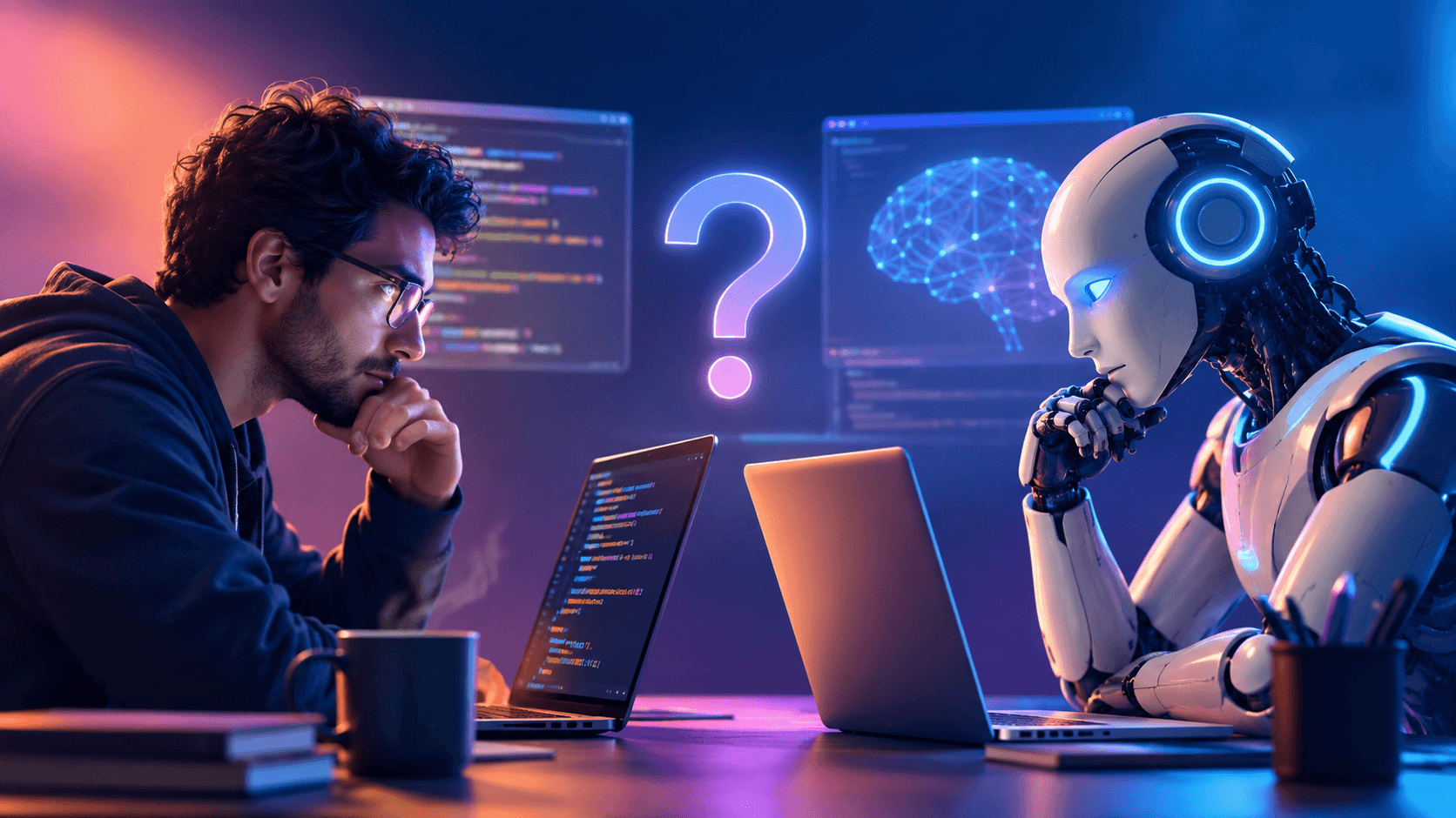 Two diverging projection lines over the same decade, one rising for software developers and one falling for computer programmers